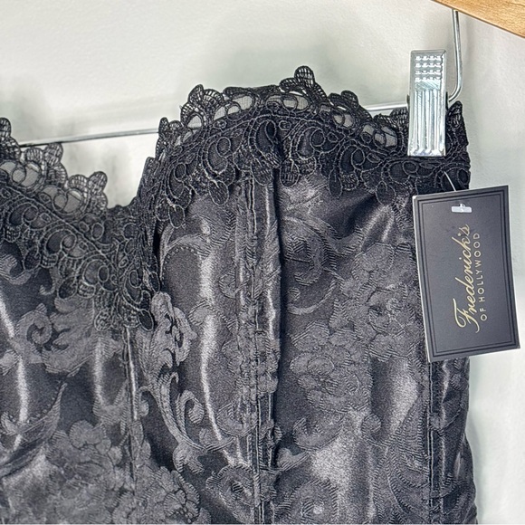 Fredericks of Hollywood Black Corset Lace Hem Lace-Up Bone Structure Size 38 New - Picture 3 of 16